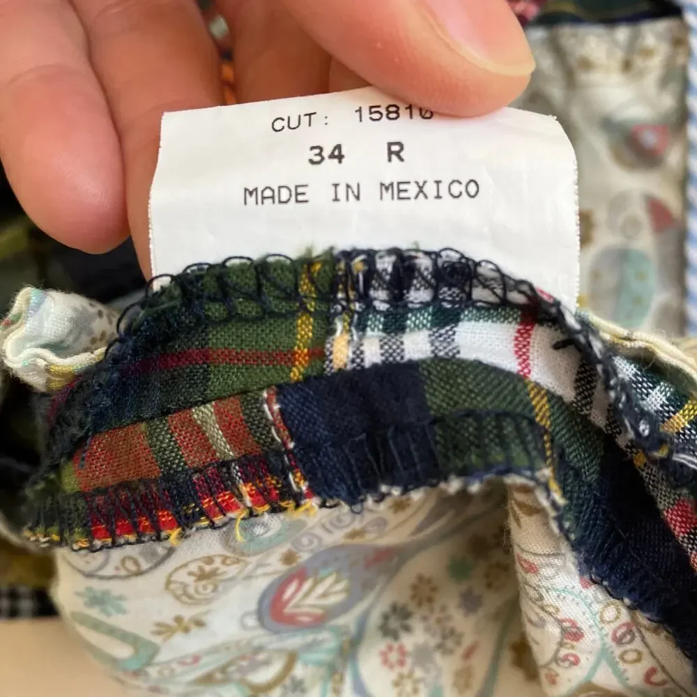 Berle Vintage Cotton Madras Plaid Pleated Front Chino Shorts Preppy Sz 34